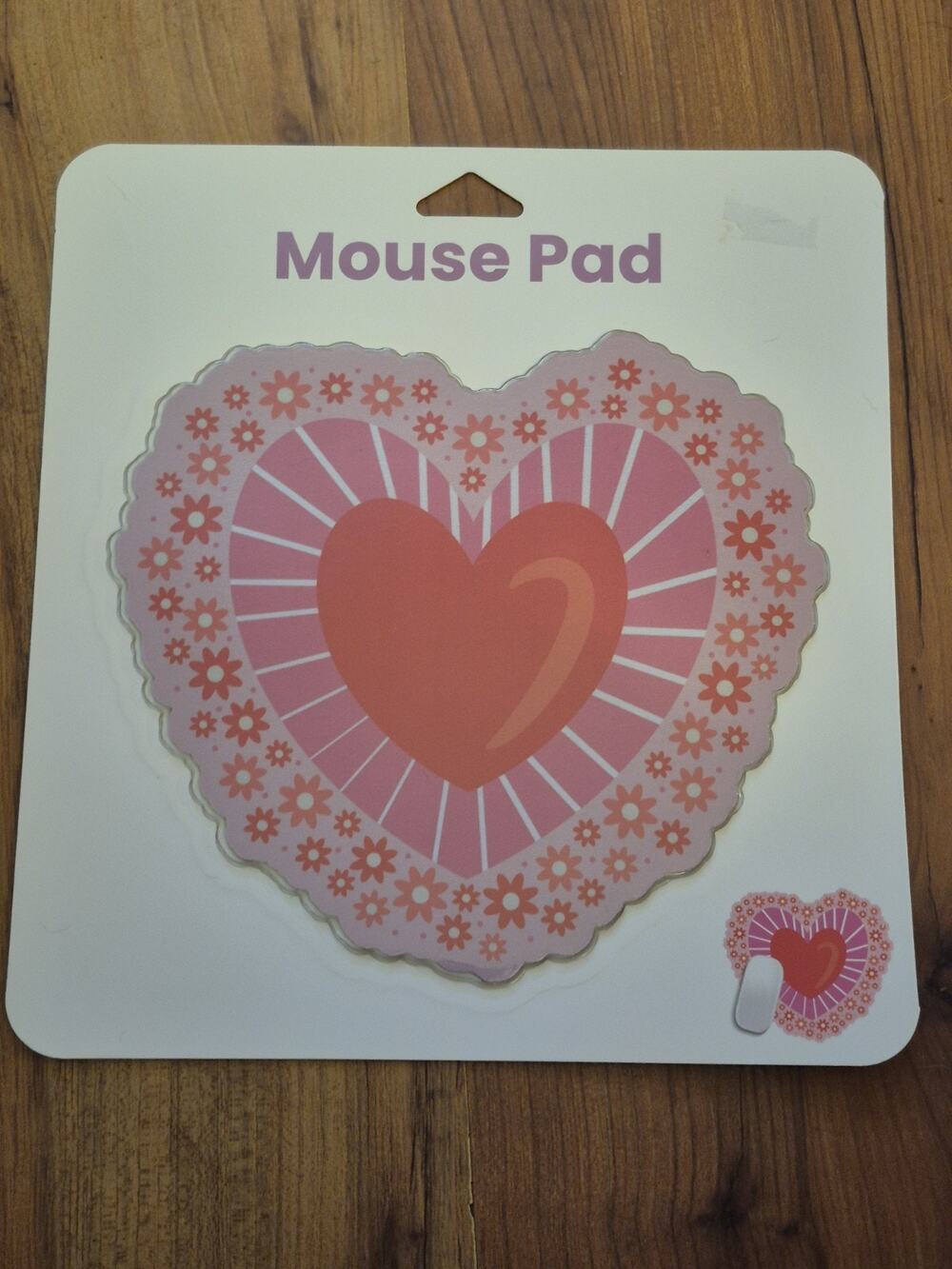 Fabric Mouse Pad Slim Rubber Non-Slip 10 x 9 Pink Heart S2